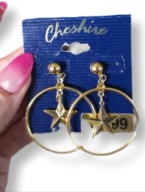Cheshire Vintage 90's Gold Star Hoop Drop Earrings